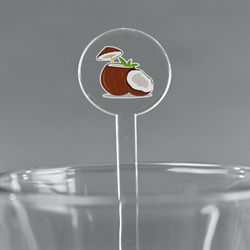 Coconut and Leaves 7" Round Plastic Stir Sticks - Clear