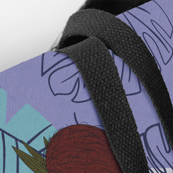 Coconut and Leaves Closeup of Tote w/Black Handles