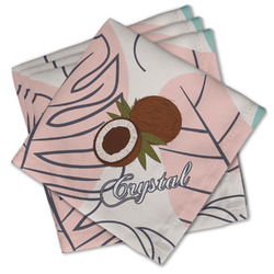 Coconut and Leaves Cloth Cocktail Napkins - Set of 4 w/ Name or Text