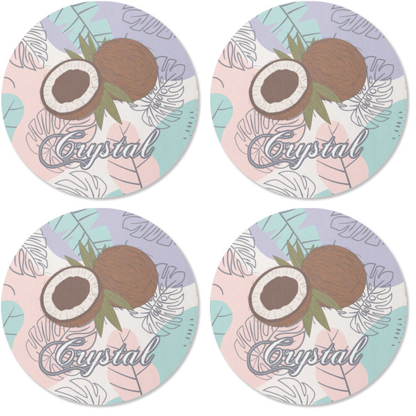 Coconut and Leaves Coaster Round Rubber Back - Apvl