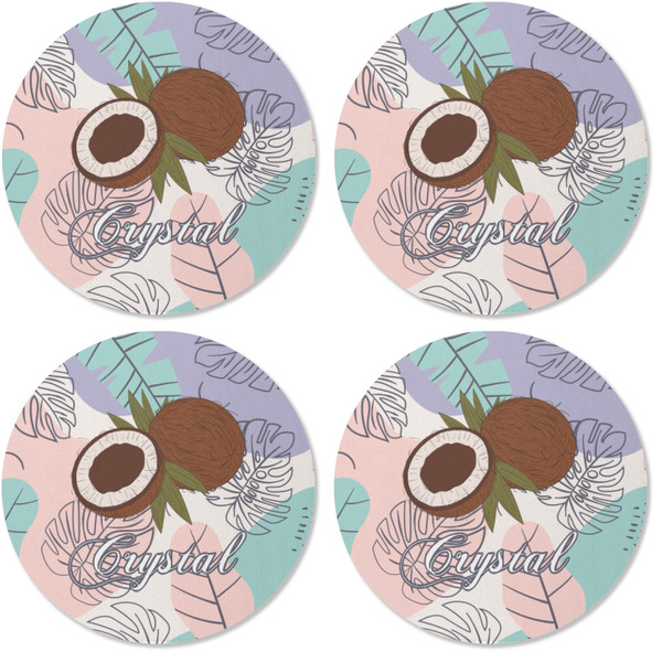 Coconut and Leaves Coaster Round Rubber Back - Apvl