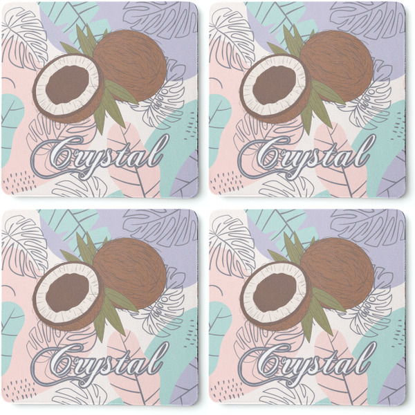 Coconut and Leaves Coaster Rubber Back - Apvl