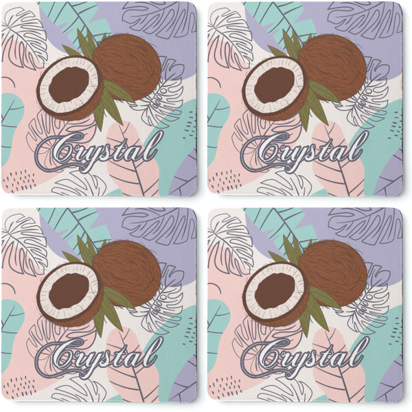 Coconut and Leaves Coaster Rubber Back - Apvl