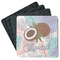 Coconut and Leaves Square Rubber Backed Coasters - Set of 4 w/ Name or Text