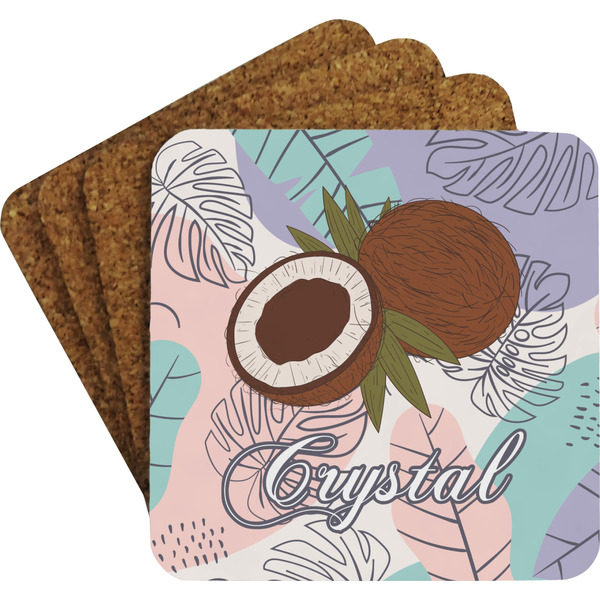 Coconut and Leaves Coaster Set (Personalized)