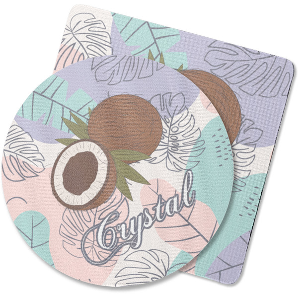 Custom Coconut and Leaves Rubber Backed Coaster (Personalized)