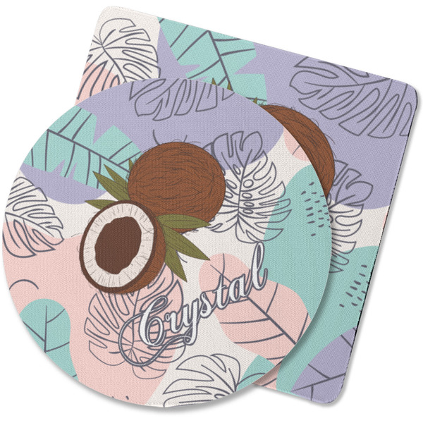 Custom Coconut and Leaves Rubber Backed Coaster (Personalized)