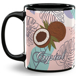 Coconut and Leaves 11 Oz Coffee Mug - Black (Personalized)