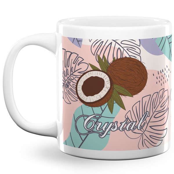 Custom Coconut and Leaves 20 Oz Coffee Mug - White (Personalized)