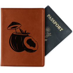 Coconut and Leaves Passport Holder - Faux Leather - Single Sided