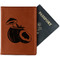 Coconut and Leaves Cognac Leather Passport Holder With Passport - Main