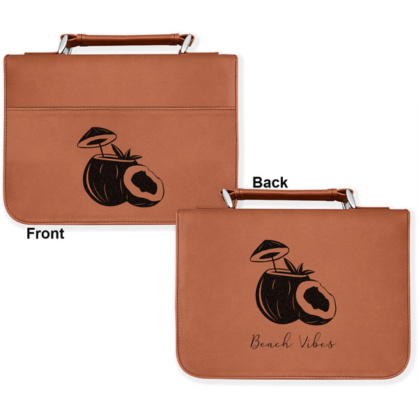 Coconut and Leaves Cognac Leatherette Bible Covers - Large Double Sided Apvl