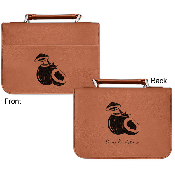 Coconut and Leaves Cognac Leatherette Bible Covers - Small Double Sided Apvl