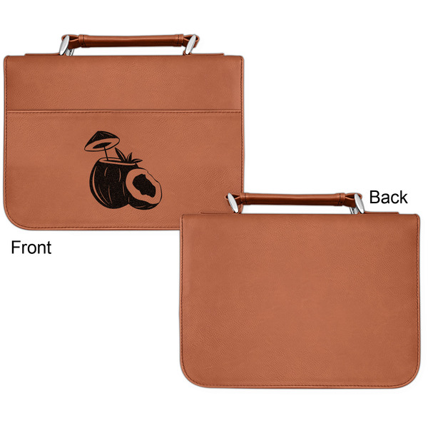 Coconut and Leaves Cognac Leatherette Bible Covers - Small Single Sided Apvl