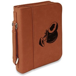 Coconut and Leaves Leatherette Bible Cover with Handle & Zipper - Large- Single Sided