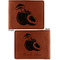 Coconut and Leaves Cognac Leatherette Bifold Wallets - Front and Back
