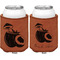 Coconut and Leaves Cognac Leatherette Can Sleeve - Double Sided Front and Back