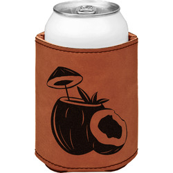 Coconut and Leaves Leatherette Can Sleeve - Double Sided (Personalized)