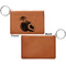 Coconut and Leaves Cognac Leatherette Keychain ID Holders - Front Apvl