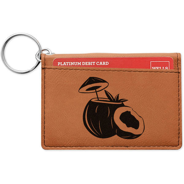 Custom Coconut and Leaves Leatherette Keychain ID Holder - Single Sided