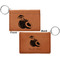 Coconut and Leaves Cognac Leatherette Keychain ID Holders - Front and Back Apvl