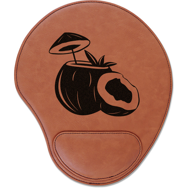 Custom Coconut and Leaves Leatherette Mouse Pad with Wrist Support