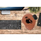 Coconut and Leaves Cognac Leatherette Mousepad with Wrist Support - Lifestyle Image