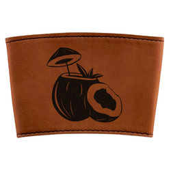 Coconut and Leaves Leatherette Cup Sleeve