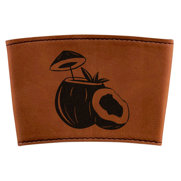 Custom Coconut and Leaves Leatherette Cup Sleeve