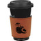 Coconut and Leaves Cognac Leatherette Mug Sleeve - Front