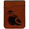 Coconut and Leaves Cognac Leatherette Phone Wallet close up