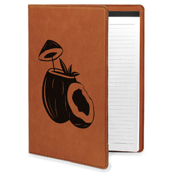 Coconut and Leaves Leatherette Portfolio with Notepad - Large - Single Sided (Personalized)