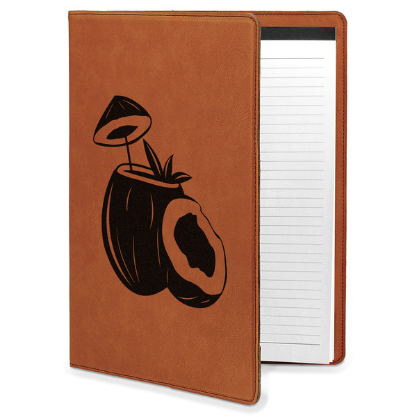 Custom Coconut and Leaves Leatherette Portfolio with Notepad - Large - Double Sided (Personalized)