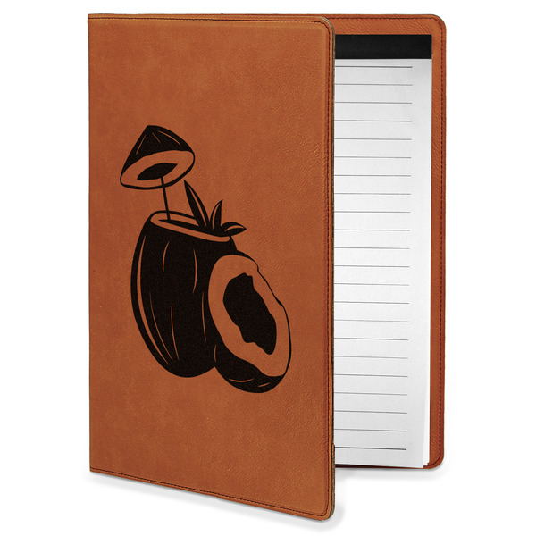 Custom Coconut and Leaves Leatherette Portfolio with Notepad - Small - Double Sided (Personalized)