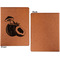 Coconut and Leaves Cognac Leatherette Portfolios with Notepad - Small - Single Sided- Apvl