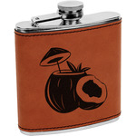 Coconut and Leaves Leatherette Wrapped Stainless Steel Flask