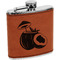 Coconut and Leaves Cognac Leatherette Wrapped Stainless Steel Flask