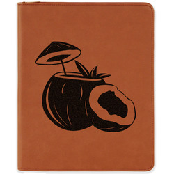Coconut and Leaves Leatherette Zipper Portfolio with Notepad