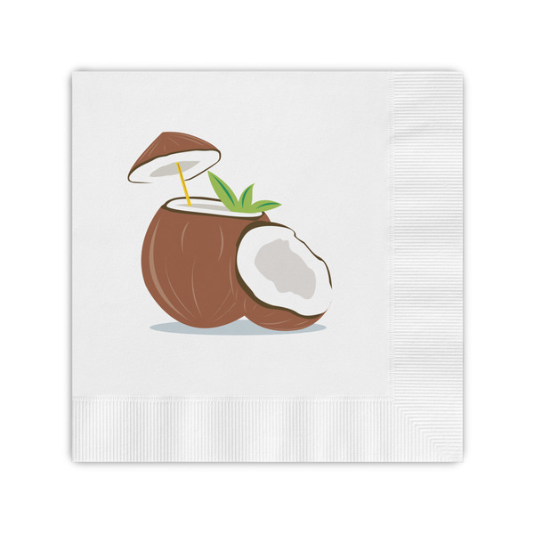 Custom Coconut and Leaves Coined Cocktail Napkins