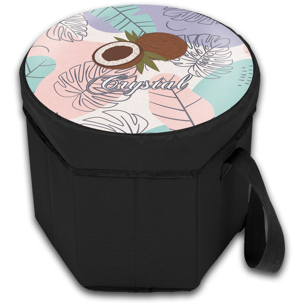 Coconut and Leaves Collapsible Personalized Cooler & Seat (Closed)