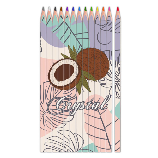 Custom Coconut and Leaves Colored Pencils (Personalized)
