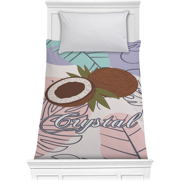 Custom Coconut and Leaves Comforter - Twin XL w/ Name or Text