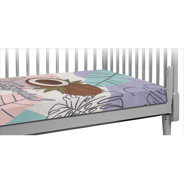 Custom Coconut and Leaves Crib Fitted Sheet w/ Name or Text