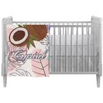 Coconut and Leaves Crib Comforter / Quilt w/ Name or Text
