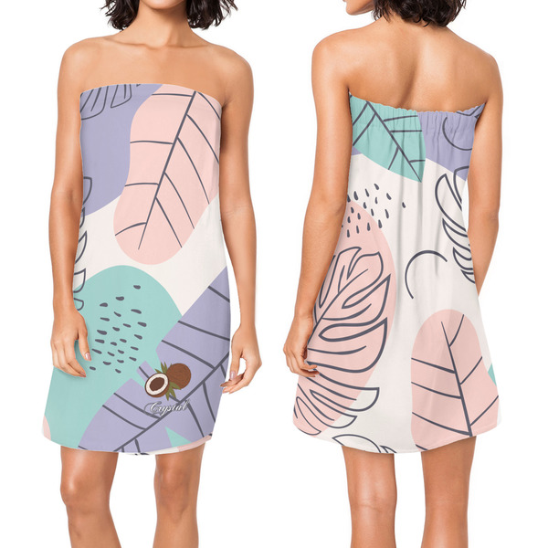 Coconut and Leaves Custom Bath Wrap - Front & Back View