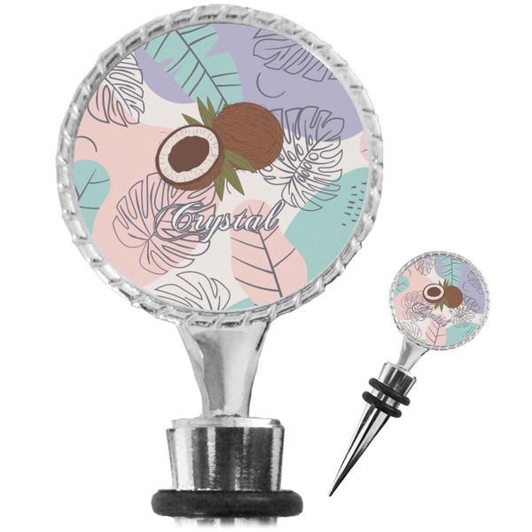 Custom Coconut and Leaves Wine Bottle Stopper (Personalized)