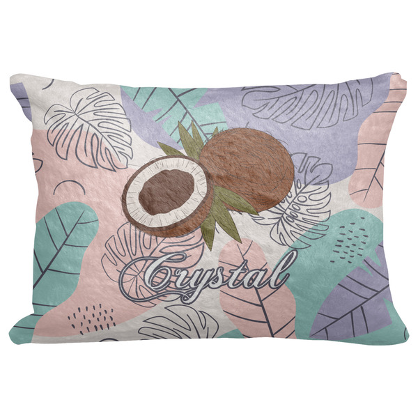 Custom Coconut and Leaves Decorative Baby Pillowcase - 16"x12" w/ Name or Text