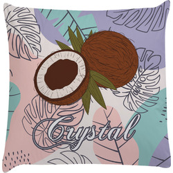 Coconut and Leaves Decorative Pillow Case w/ Name or Text