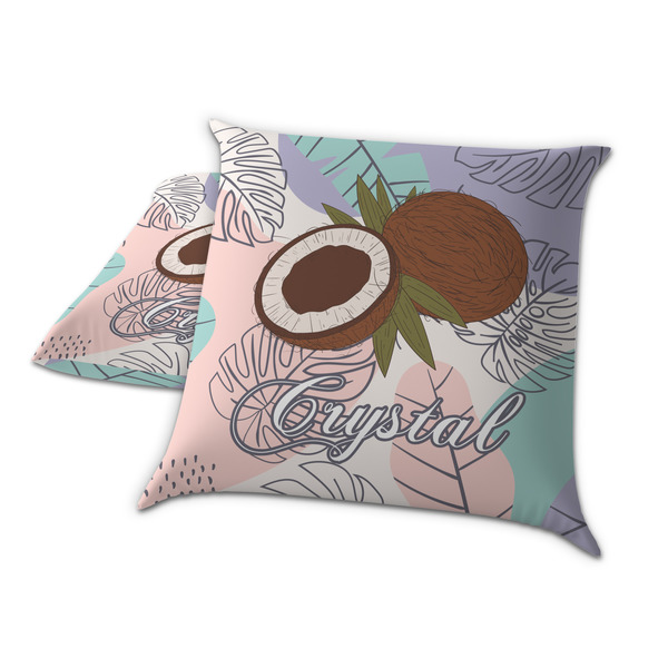 Coconut and Leaves Decorative Pillow Case - TWO