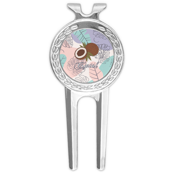 Custom Coconut and Leaves Golf Divot Tool & Ball Marker (Personalized)